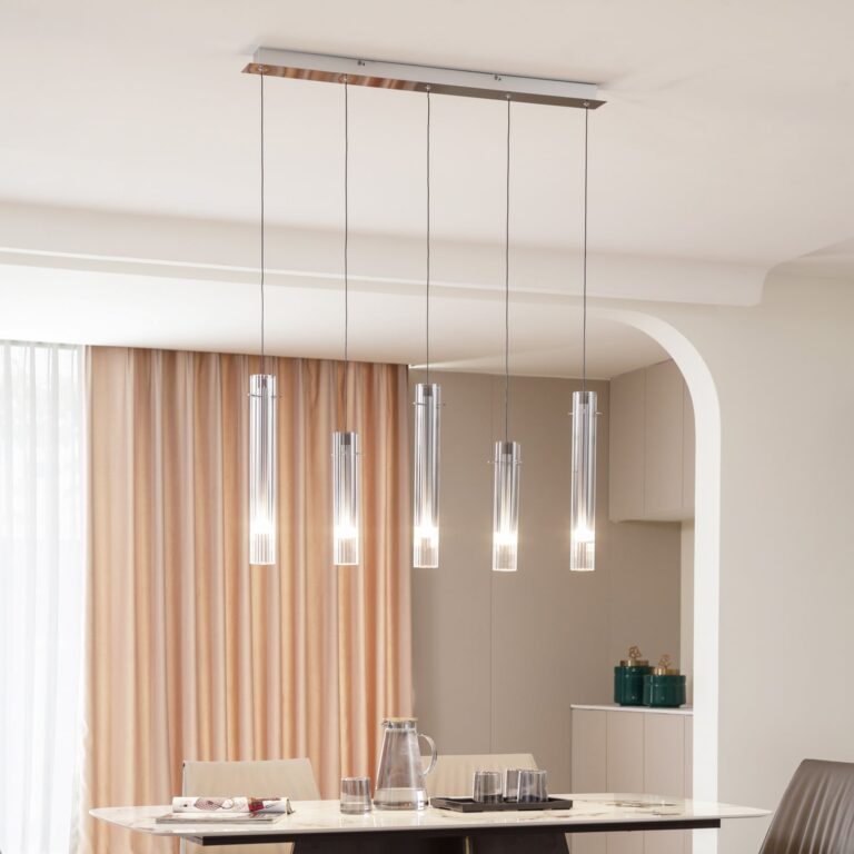Korvitha 5 LED Pendel Smoke/Silver - Lucande - Køkken - Moderne - Glas - Med flere lyskilder