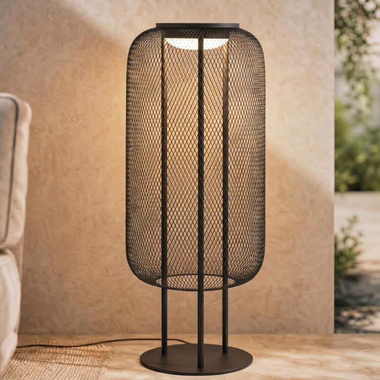 Korvyn LED-gulvlampe, sort, højde 80 cm, IP44 Lucande - Design - Metal - Med én lyskilde