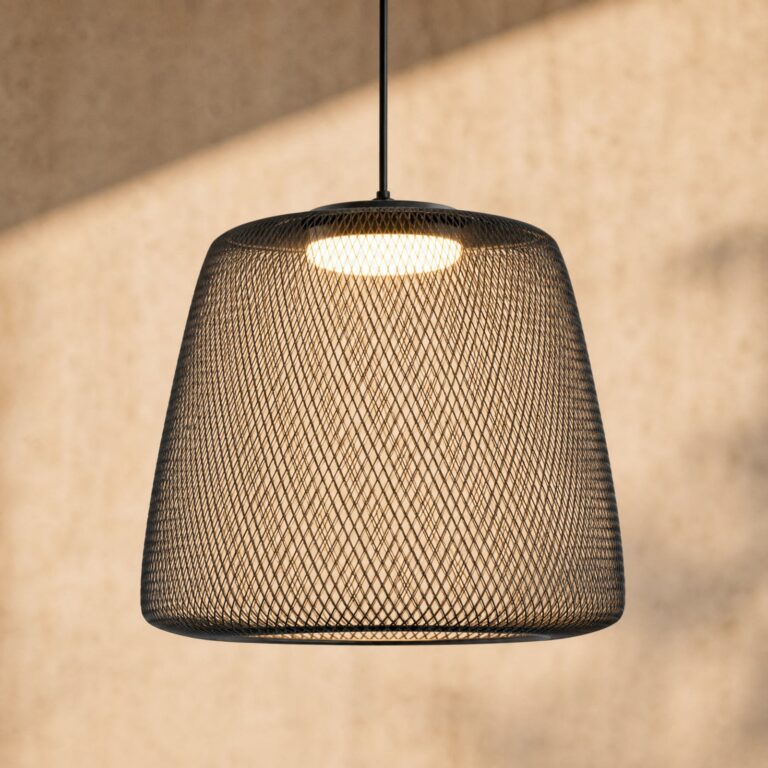 Korvyn udendørs LED-hængelampe, sort, Ø 50 cm, dæmpbar - Lucande - Design - Metal - Med én lyskilde