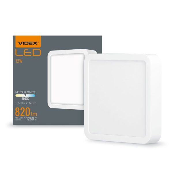 LED Loftlampe Firkantet 12W - Neutral Hvid.