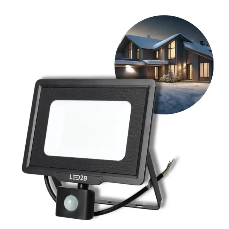 LED Projektør med Sensor - 4000K - 4250lm - 50W - IP65 - LED2B MHC - Sort