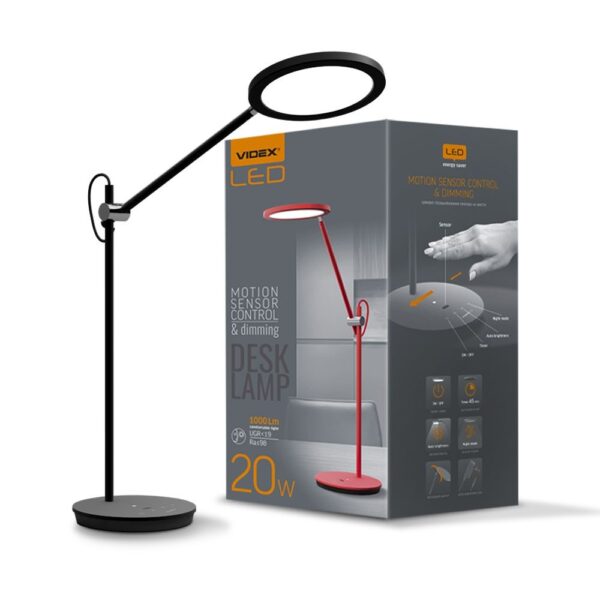 LED Skrivebordslampe 20W Neutral Hvid Sort.