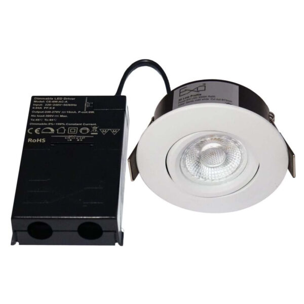 LED Spot | Low Profile 30mm | Mat Hvid | Dæmpbar | 3000K | 6W | 480 lm