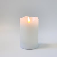 LED bloklys med flammeeffekt, hvid, 12,5 cm hj, 7,5 cm, timer, gte stearin