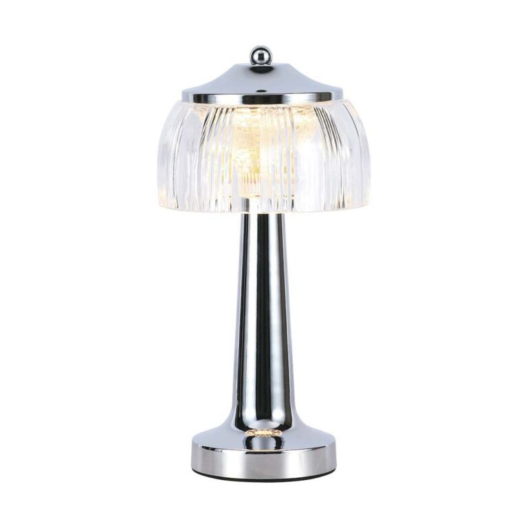 LED bordlampe - 1800mAh batteri, 13.5x26.5cm, 3i1, krom hus.