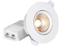 LED-downlight Optic L Quick ISO hvid 3000 K, 610 lm, Ra>95, 3SDCM, 36°, 7,5 W, IP44. Inkl. fasedæmpbar aktuator.