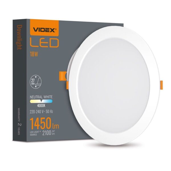 LED downlight rund 18W - neutral hvid