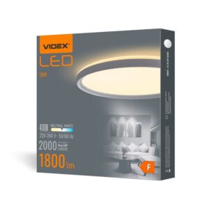 LED loftlampe 18W - rundt, hvid, neutralhvid, 230V, 2000lm, forbrug 18W