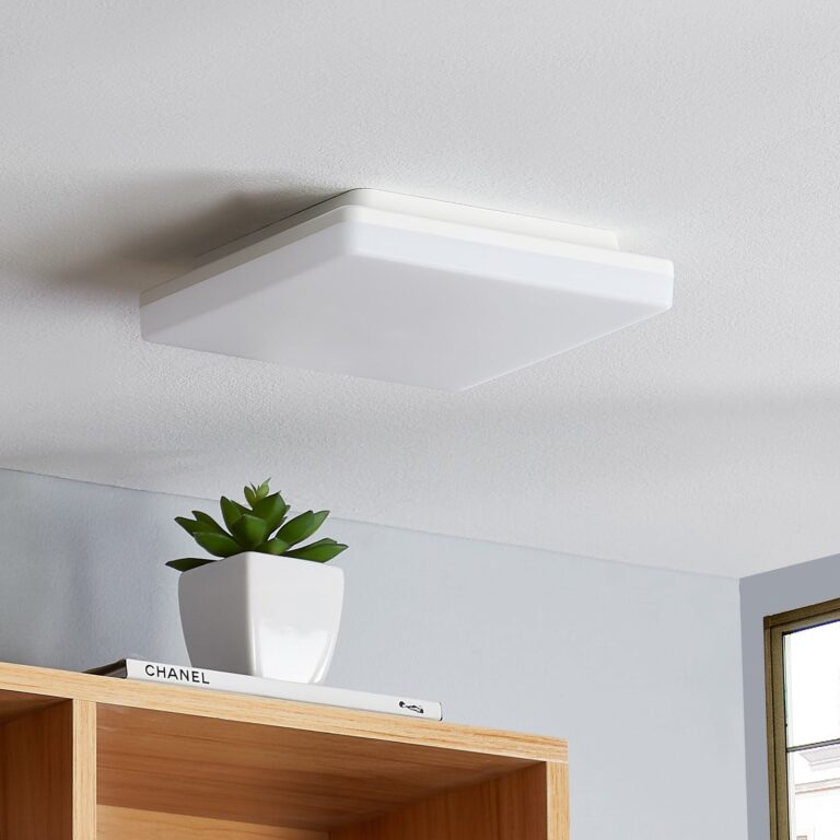 LED-loftlampe Artin, 22 cm, hvid, kantet, sensor Artin PRIOS - Badeværelse - Moderne - Plastik