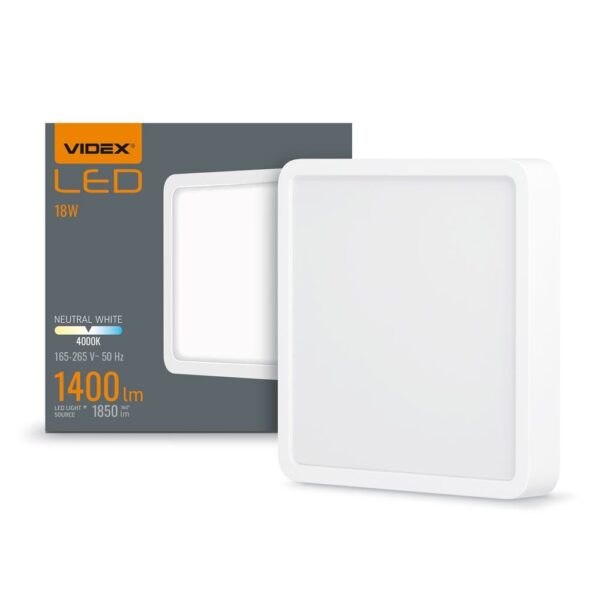 LED loftlampe firkantet 18W - neutral hvid