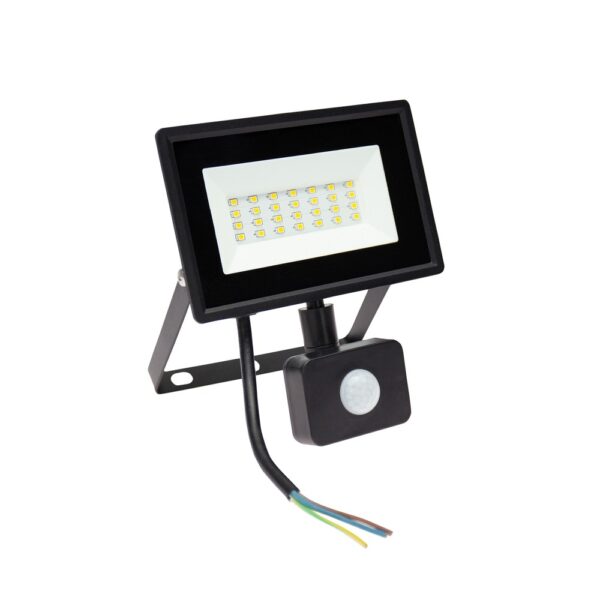 LED projektør med Sensor, 20W IP44 - 120x170x53mm SORT med PIR-sensor