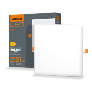 LED rammeløs downlight 24W - firkantet, neutral hvid