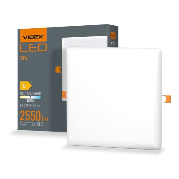 LED rammeløs downlight 24W - firkantet, neutral hvid