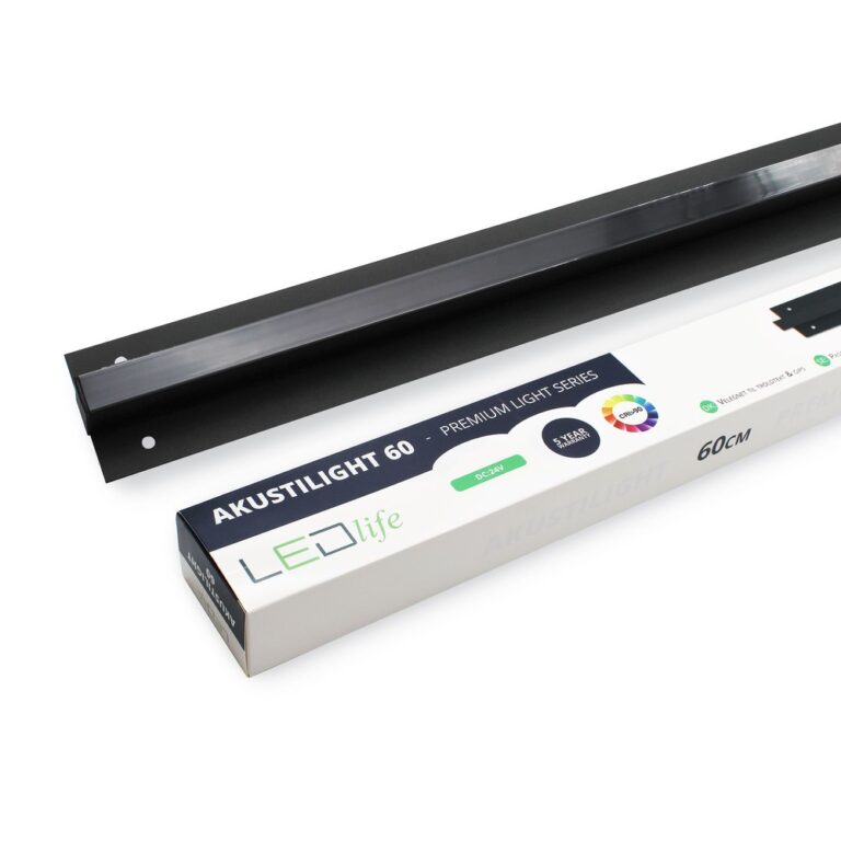LED sort Troldtekt Skinne 60 cm, CCT - 30W, Akustilight, Planforsænket, 24V