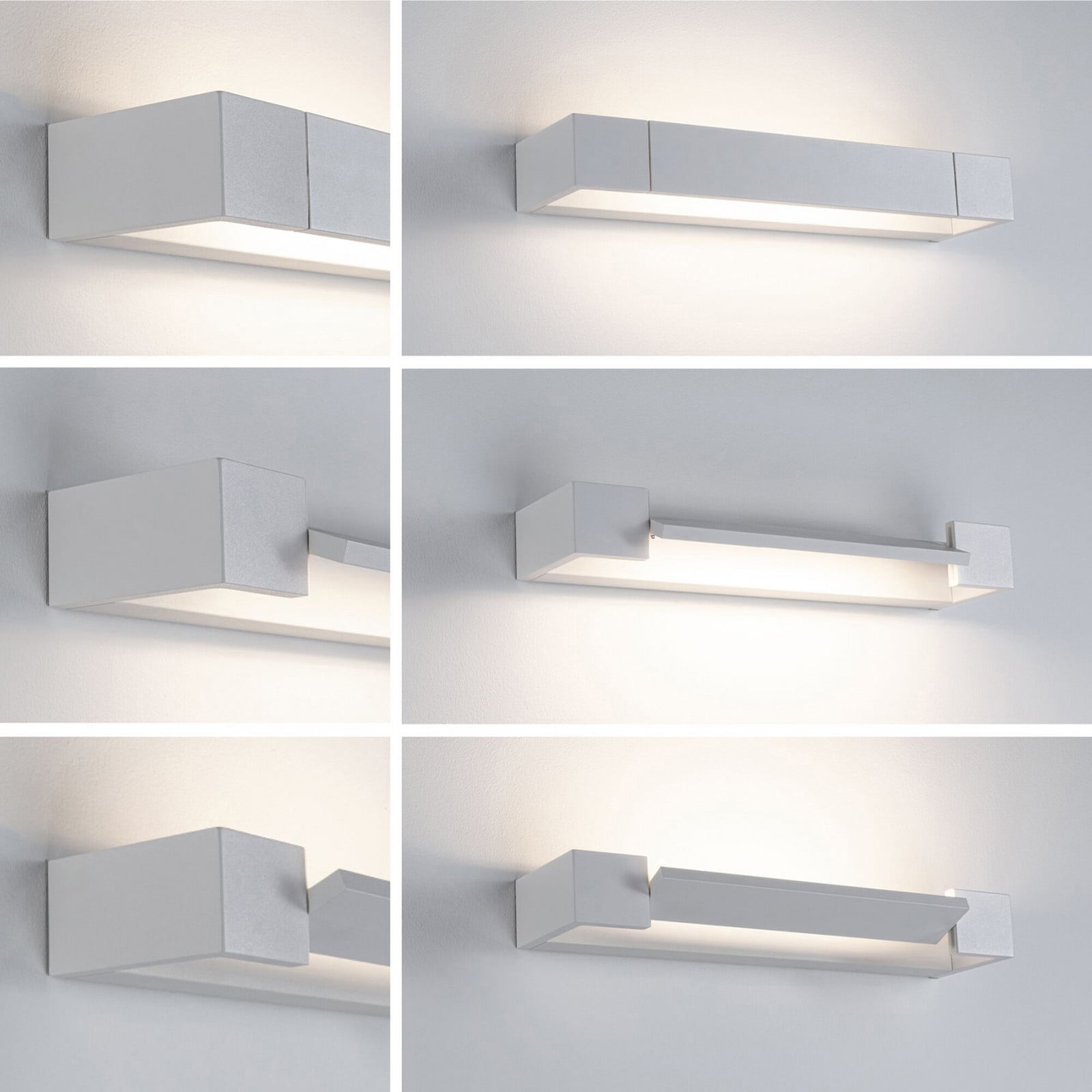 LED-væglampe Lucille, hvid, 40 cm, 3-trins dæmpbar lysstyrke, IP44 – Paulmann - Badeværelse - Moderne - Metal - Kantet