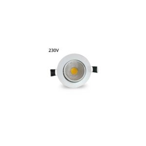 LEDlife 3W indbygningsspot - Hul: Ø7-8 cm, Mål: Ø8,5 cm, hvid kant, dæmpbar, 230V