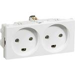 LK FUGAÂ® Stikkontakt m/jord 2,0 modul m/2-tændinger hvid