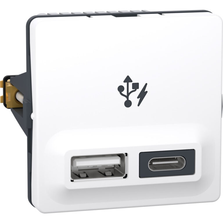 LK Fuga USB-lader, A+C, 1 modul, hvid