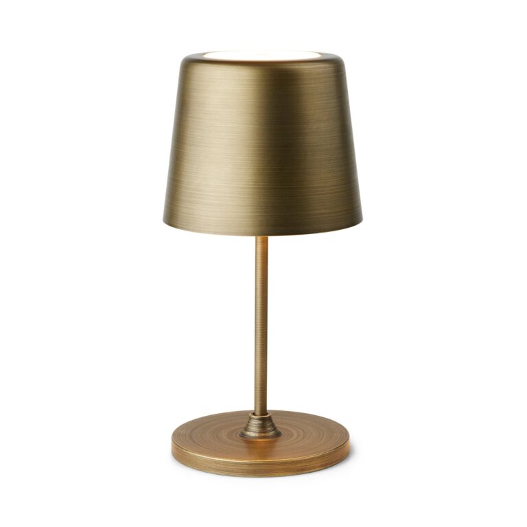 LUMEN LED-bordlampe med batteri, antik messing, 23 cm, IP44 – Halo Design - Stue - Moderne - Metal - Med én lyskilde