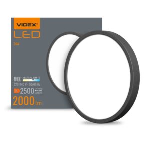 Led loftlampe 24W - Rundt, sort, neutral hvid, 230V, 2500lm, forbrug 24W