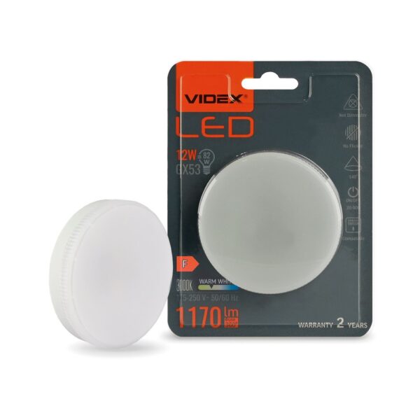 Led-pære 12W Gx53 - varm hvid, 230V, 1170lm, forbrug 12W