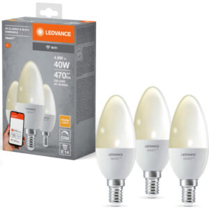 Ledvance Smart+ Wifi E14 kertepære, 2700K, 4,9W, 3-pak