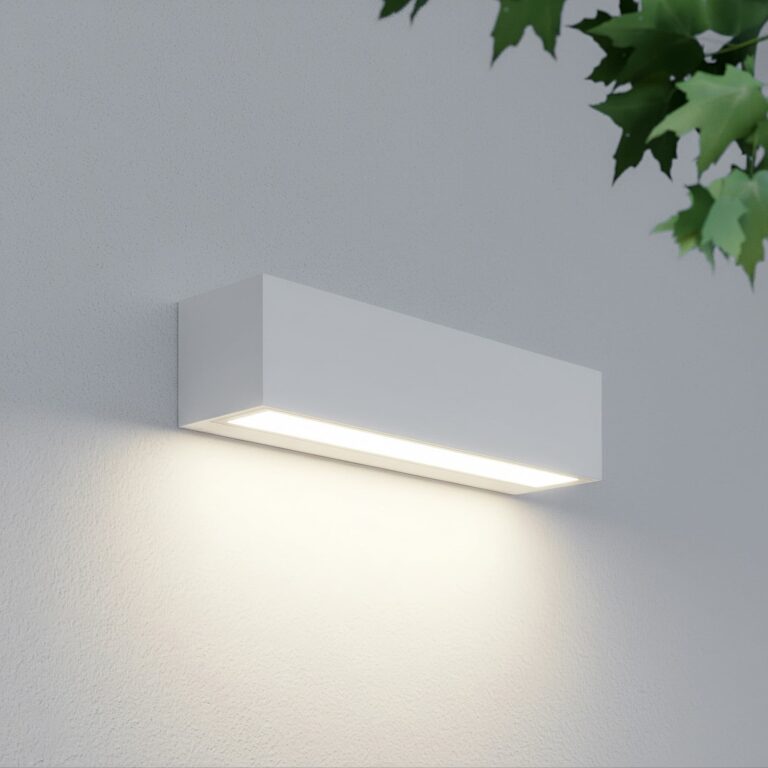 Lengo udendørs LED-væglampe, 25 cm, hvid, nedadrettet lys, 3000 K – Lucande - Moderne - Aluminium - Kantet