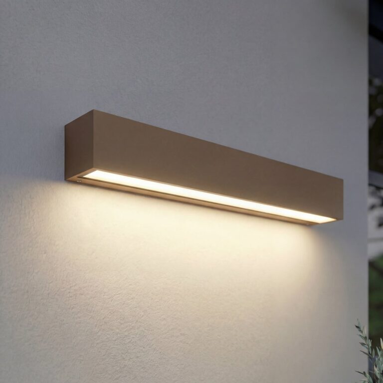 Lengo udendørs LED-væglampe, 50 cm, brun, nedadrettet lys, 3000 K – Lucande - Moderne - Aluminium - Kantet