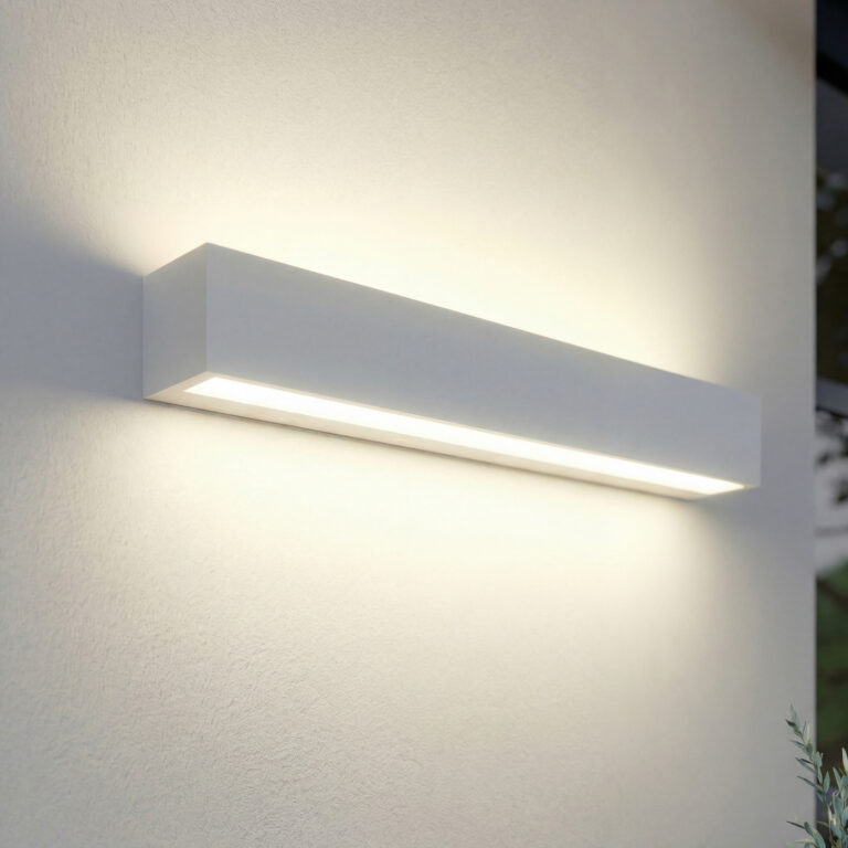 Lengo udendørs LED-væglampe, 50 cm, hvid, op/ned, 3000 K Lucande - Moderne - Aluminium - Kantet