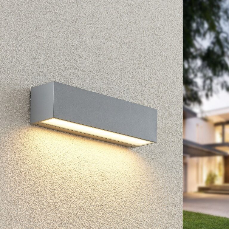 Lengo udendørs LED-væglampe, nedadrettet, L25, sølv - Lucande - Altan - Moderne - Aluminium - Kantet