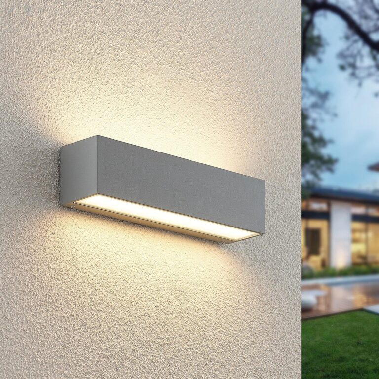 Lengo udendørs LED-væglampe, op/ned, L25, sølv - Lucande - Altan - Moderne - Aluminium - Kantet