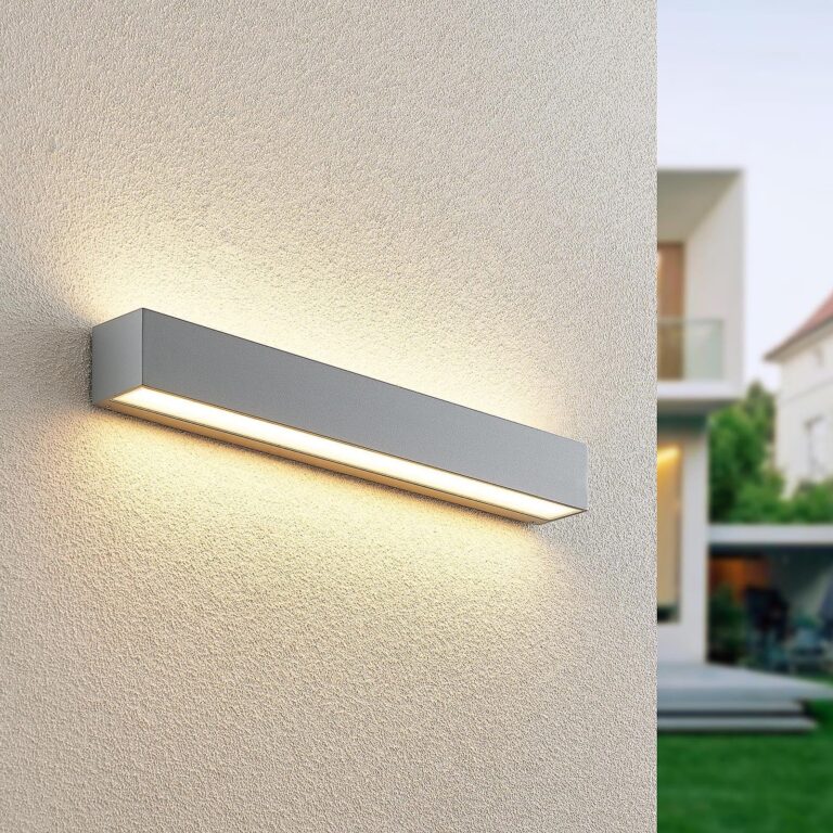 Lengo udendørs LED-væglampe, op/ned, L50, sølv - Lucande - Altan - Moderne - Aluminium - Med flere lyskilder