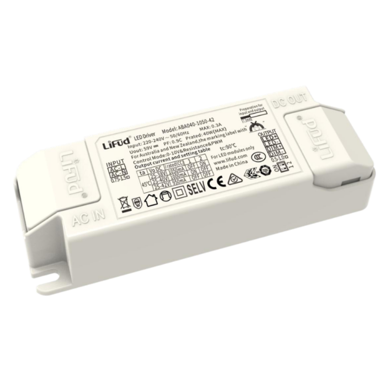 Lifud 40W dæmpbar LED driver - 0/1-10V signal interface, flicker free, bl.a. til store LED paneler