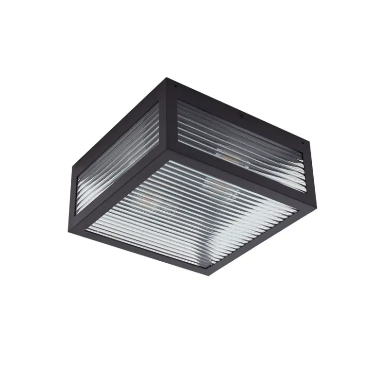 Lindby - Bolgar udendørs loftlampe, sort glas og metal –