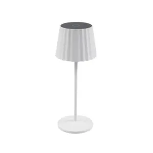 Lindby - Esali LED-batteridrevet bordlampe, 29 cm, riller, hvid