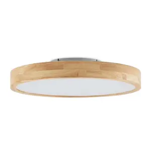 Lindby - Lanira LED-loftlampe, CCT, Ø 50, træ, fjernbetjening