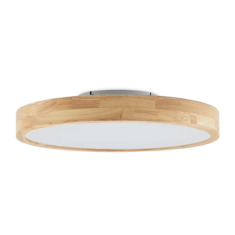 Lindby - Lanira LED-loftlampe, CCT, Ø 50, træ, fjernbetjening