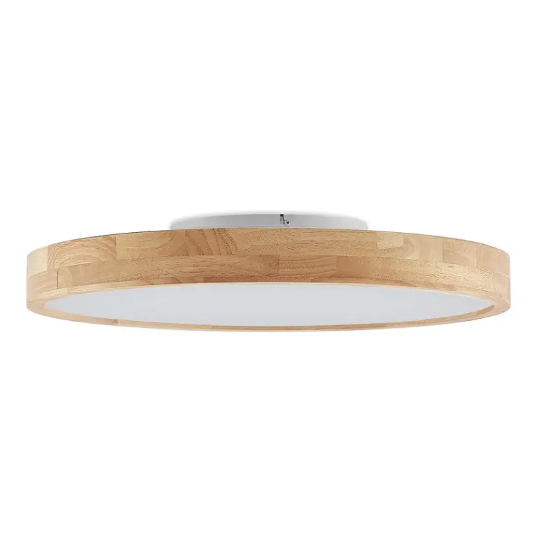 Lindby - Lanira LED-loftlampe, CCT, Ø 60, træ, fjernbetjening