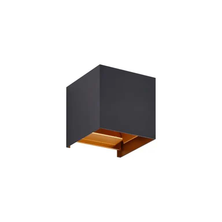 Lindby - Nivar Square LED-udendørs væglampe, sort/guld –