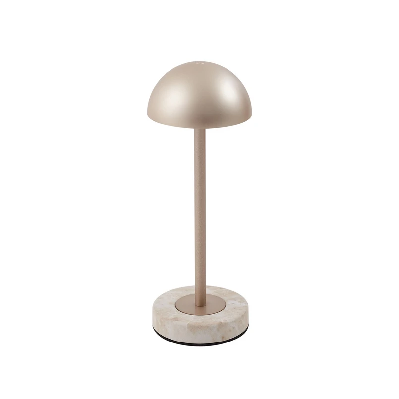 Lindby - Pippin LED-batteridrevet bordlampe, IP44, guld/travertin