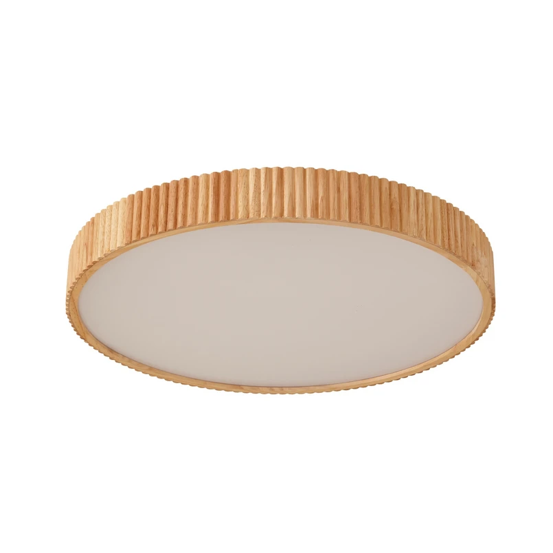 Lindby - Velua LED-loftlampe, hvid/træ, Ø 50 cm, CCT