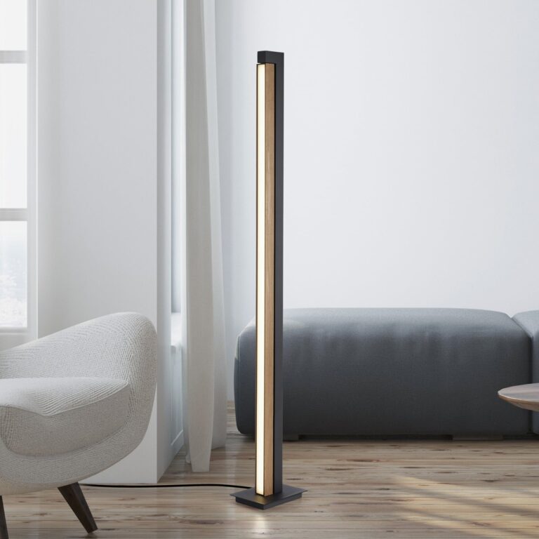 Lines Floor LED-gulvlampe, eg/grafit, CCT, 140 cm – PURE PURE Lines Floor - Stue - Træ