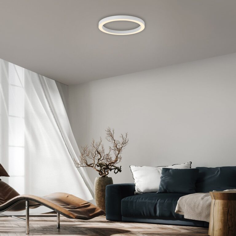 Lines LED-loftlampe, Ø50 cm, hvid CCT, fjernbetjening – PURE - Stue - Moderne - Metal - Rund