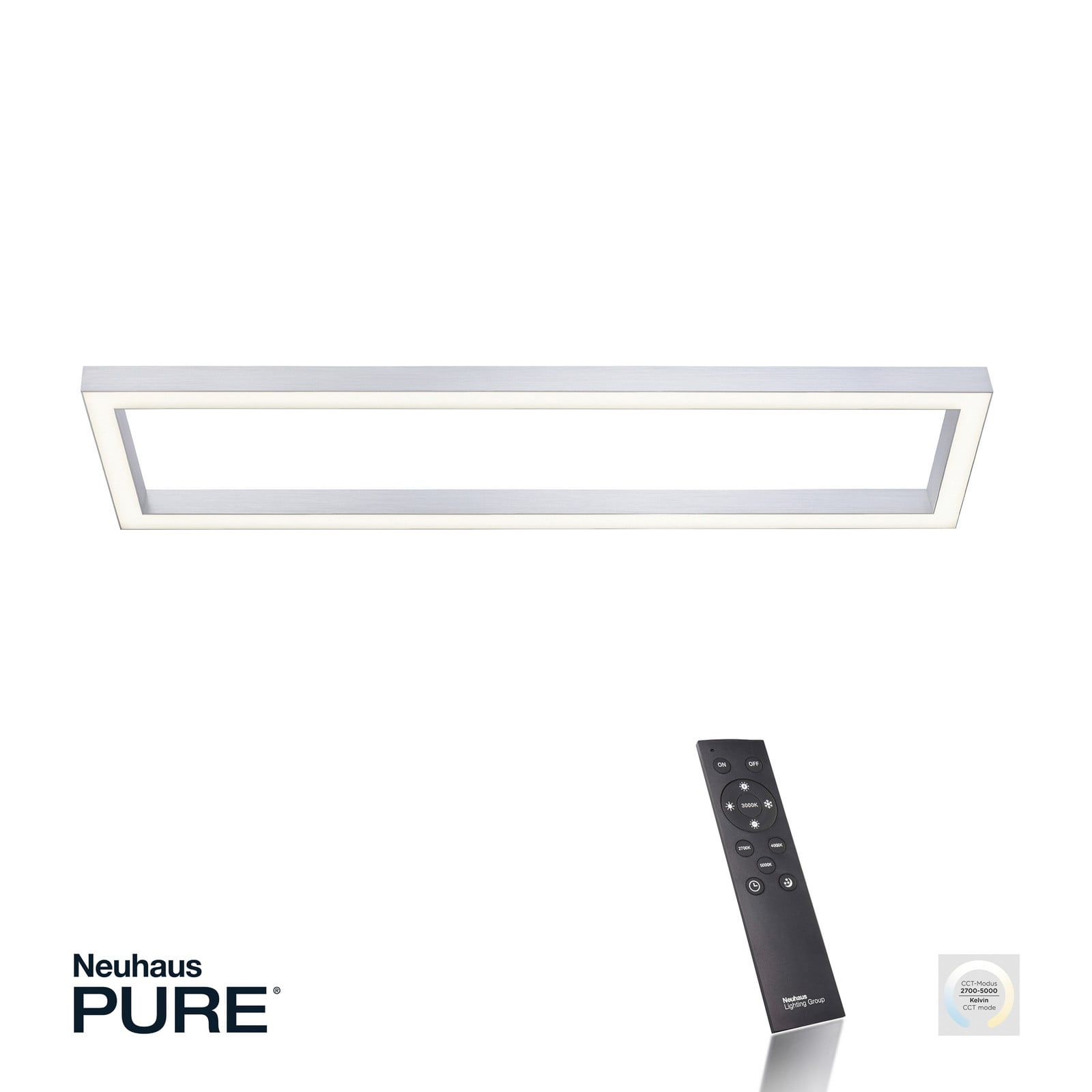 Lines Square LED-loftlampe, diamant, 110 cm, CCT – PURE PURE Lines Square - Stue - Moderne - Metal - Kantet