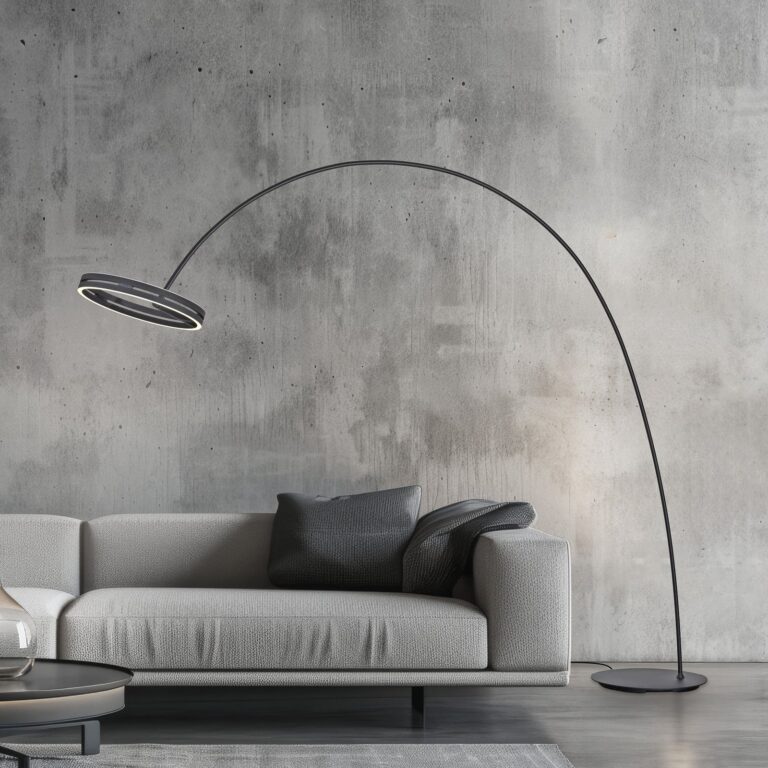 Loop-Bow LED-gulvlampe, sort, rækkevidde 290 cm, CCT – PURE - Stue - Moderne - Metal - Med én lyskilde