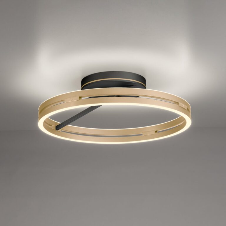 Loop LED-loftlampe, sort/elfenbensfarvet guld, Ø 60 cm, CCT – PURE PURE Loop - Stue - Moderne - Aluminium - Med én lyskilde