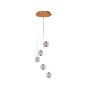 Lucande - Ismenia 5 LED Pendel Messing