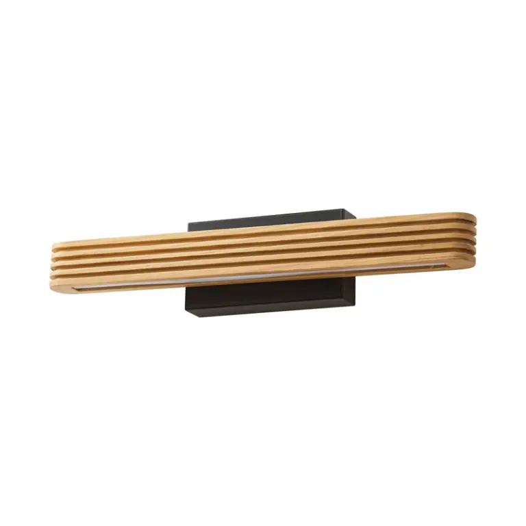 Lucande - Lieske LED-væglampe, sort, 40 cm, træ