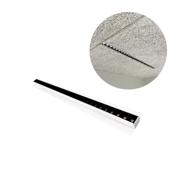 Lysskinne til Troldtekt - Hvid/Sort - 60 cm - 24V - 3000K