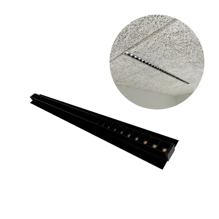 Lysskinne til Troldtekt - Sort/Sort - 60 cm - 24V - 3000K